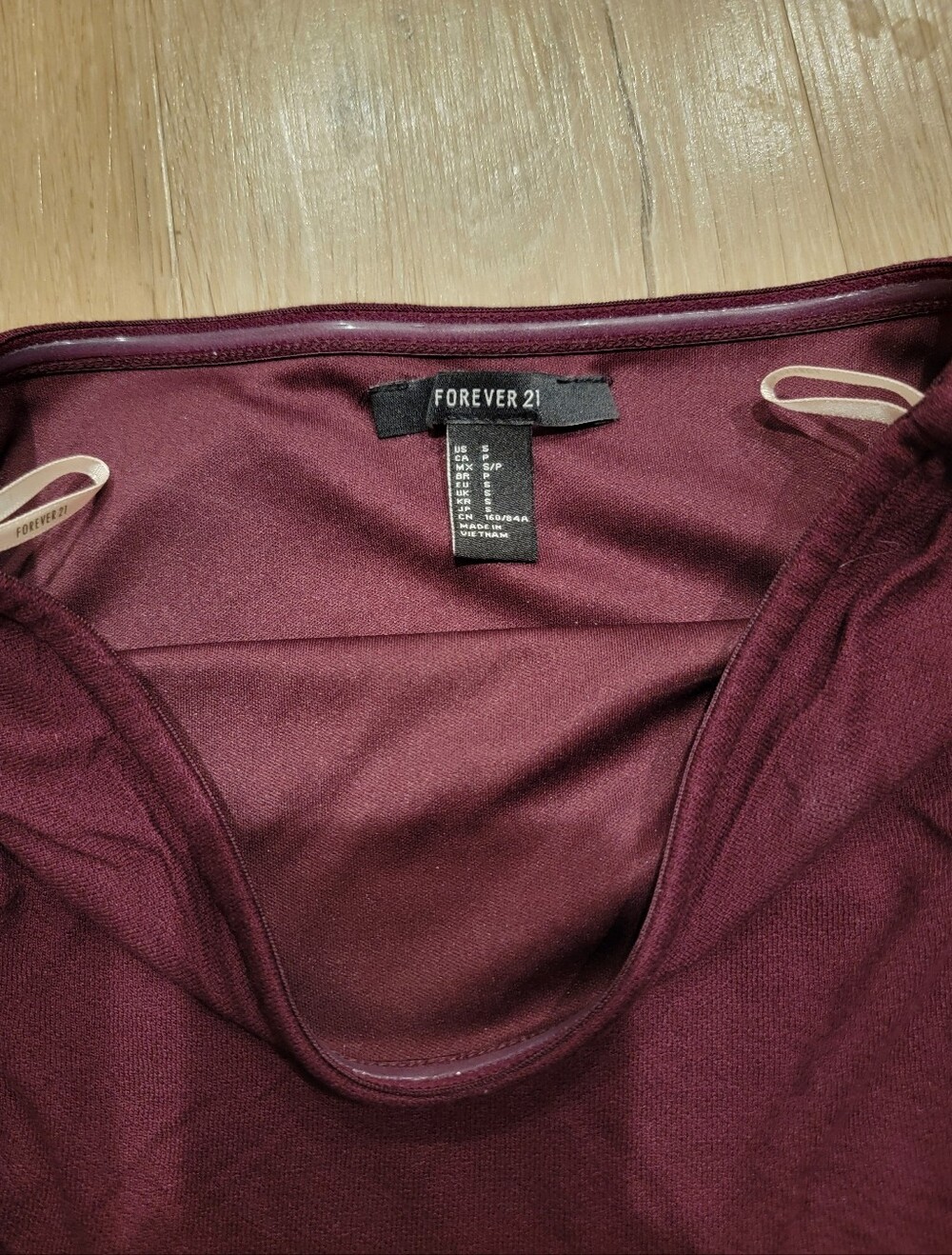 F21 burgundy ruched strapless dress - Picture 9 of 9